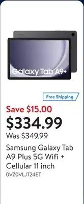 Walmart Samsung Galaxy Tab A9 Plus 5G Wifi + Cellular 11 inch offer