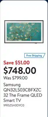 Walmart Samsung QN32LS03CBFXZC 32 The Frame QLED Smart TV offer