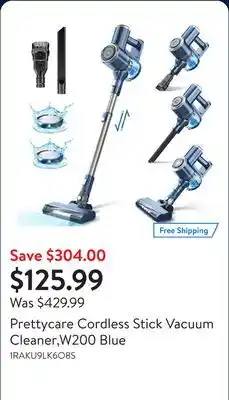 Walmart Prettycare Cordless Stick Vacuum Cleaner,W200 Blue offer