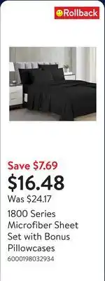 Walmart 1800 Series Microfiber Sheet Set with Bonus Pillowcases offer