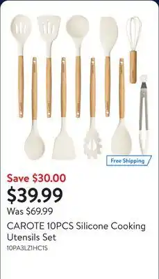 Walmart CAROTE 10PCS Silicone Cooking Utensils Set offer