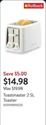 Walmart Toastmaster 2 SL Toaster offer