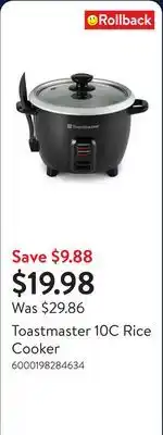 Walmart Toastmaster 10C Rice Cooker offer