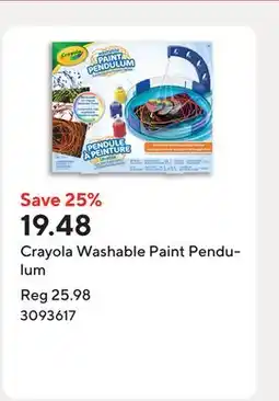 Staples Crayola Washable Paint Pendulum offer