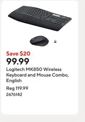 Staples Logitech MK850 Wireless Keyboard and Mouse Combo, English offer