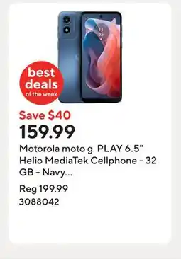 Staples Motorola moto g PLAY 6.5 Helio MediaTek Cellphone - 32 GB - Navy Blue - Unlocked offer