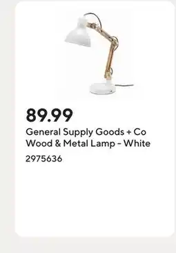 Staples General Supply Goods + Co Wood & Metal Lamp - White offer