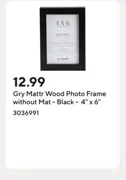 Staples Gry Mattr Wood Photo Frame without Mat - Black - 4 x 6 offer