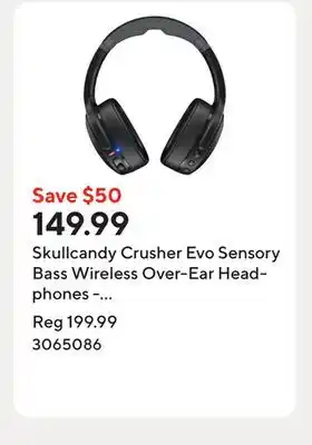 Staples Skullcandy Crusher Evo Sensory Bass Wireless Over-Ear Headphones - True Black offer