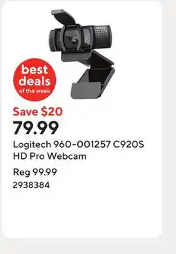 Staples Logitech 960-001257 C920S HD Pro Webcam offer