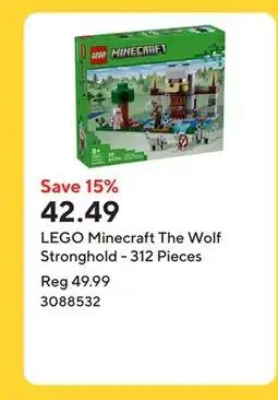 Staples LEGO Minecraft The Wolf Stronghold - 312 Pieces offer