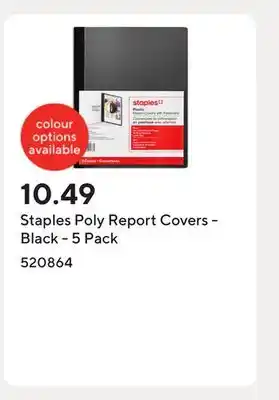 Staples Staples Poly Report Covers - Black - 5 Pack offer