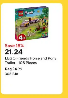 Staples LEGO Friends Horse and Pony Trailer - 105 Pieces offer