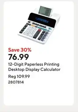 Staples 12-Digit Paperless Printing Desktop Display Calculator offer