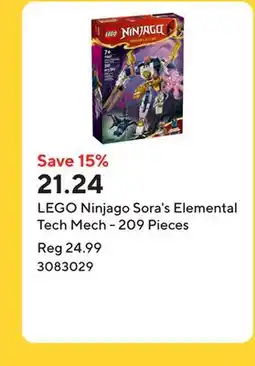 Staples LEGO Ninjago Sora's Elemental Tech Mech - 209 Pieces offer