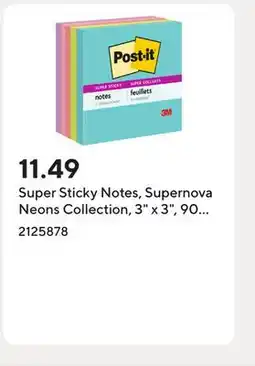 Staples Super Sticky Notes, Supernova Neons Collection, 3 x 3, 90 Sheets/Pad, 5 pk offer