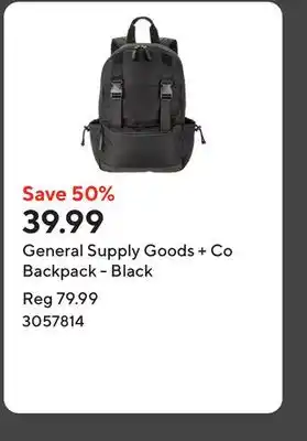 Staples General Supply Goods + Co Backpack - Black offer