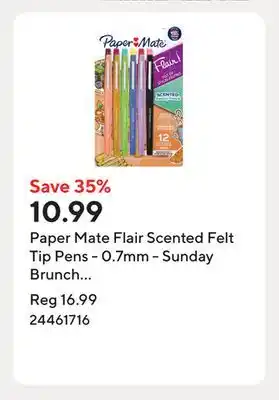 Staples Paper Mate Flair Scented Felt Tip Pens - 0.7mm - Sunday Brunch Scents - 12 Pack offer