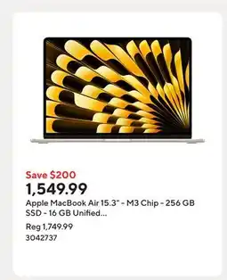 Staples Apple MacBook Air 15.3 - M3 Chip - 256 GB SSD - 16 GB Unified Memory - Starlight - English offer