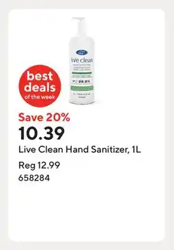 Staples Live Clean Hand Sanitizer, 1L offer