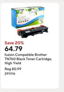 Staples fuzion Compatible Brother TN760 Black Toner Cartridge, High Yield offer