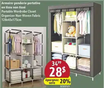 Hart Portable Wardrobe Closet Organizer Non-Woven Fabric offer