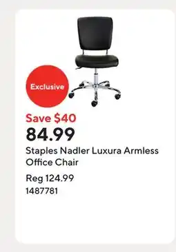 Staples Staples Nadler Luxura Armless Office Chair offer