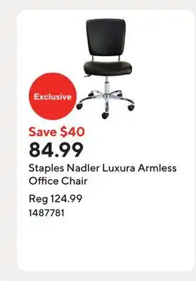 Staples Staples Nadler Luxura Armless Office Chair offer