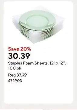 Staples Staples Foam Sheets, 12 x 12, 100 pk offer