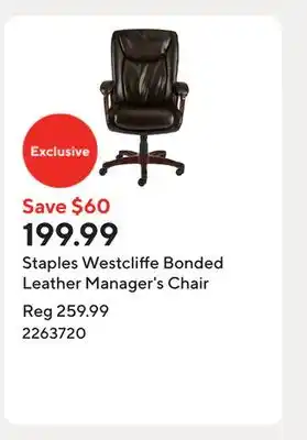 Staples Staples Westcliffe Bonded Leather Manager's Chair offer