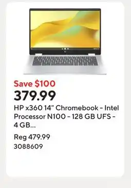 Staples HP x360 14 Chromebook - Intel Processor N100 - 128 GB UFS - 4 GB RAM - Chrome OS offer