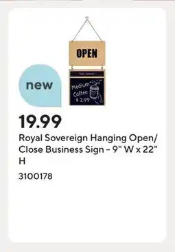 Staples Royal Sovereign Hanging Open/Close Business Sign - 9 W x 22 H offer