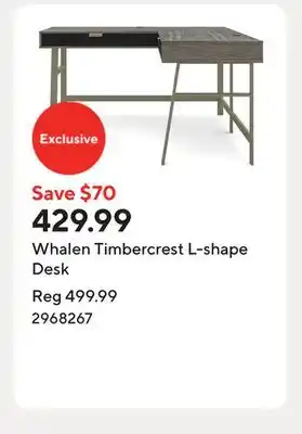 Staples Whalen Timbercrest L-shape Desk offer