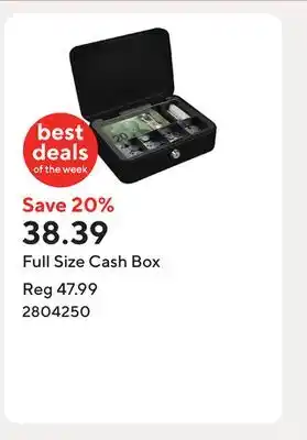 Staples Full Size Cash Box offer