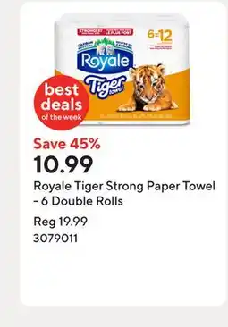 Staples Royale Tiger Strong Paper Towel - 6 Double Rolls offer