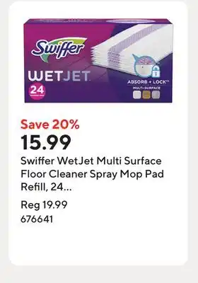 Staples Swiffer WetJet Multi Surface Floor Cleaner Spray Mop Pad Refill, 24 Pack offer