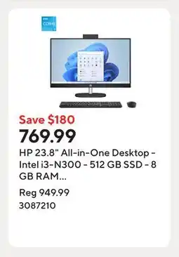 Staples HP 23.8 All-in-One Desktop - Intel i3-N300 - 512 GB SSD - 8 GB RAM - Windows 11 Home offer