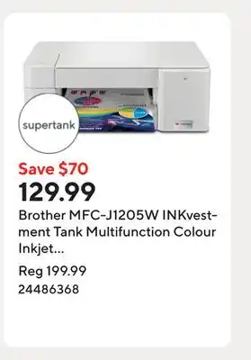 Staples Brother MFC-J1205W INKvestment Tank Multifunction Colour Inkjet Printer offer