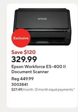 Staples Epson Workforce ES-400 II Document Scanner offer