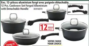 Hart 12 Pcs. Cookware Set Forged Allaminium with Detachable Handle offer