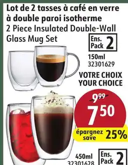 Hart 2 Piece Insulated Double-Wall Glass Mug Set offer