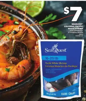 Loblaws SEAQUEST COLOSSAL PACIFIC WHITE SHRIMP, 16-20 PER LB, 300 G offer