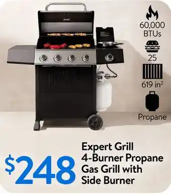 Walmart Expert Grill 4-Burner Propane Gas Grill with Side Burner offer