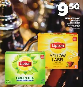 Loblaws LIPTON YELLOW LABEL OR GREEN TEA, 72/100'S OR 200 G offer