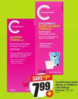 Chalo FreshCo Compliments Liquid Allergy or Children's Clear Allergy Formula 115 mL offer