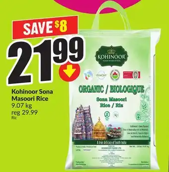 Chalo FreshCo Kohinoor Sona Masoori Rice 9.07 kg offer