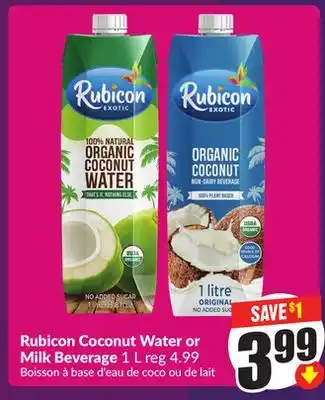 Chalo FreshCo Rubicon Coconut Water or Milk Beverage 1 L offer