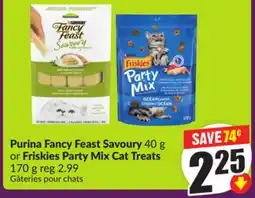 Chalo FreshCo Purina Fancy Feast Savoury 40 g or Friskies Party Mix Cat Treats 170 g offer