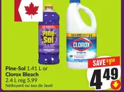 Chalo FreshCo Pine-Sol 1.41 L or Clorox Bleach 2.4 L offer