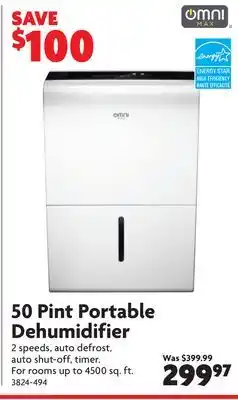 Home Hardware 50 Pint Portable Dehumidifier offer